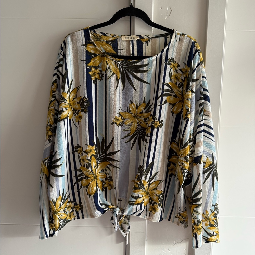 PROMESA Floral Striped Women's Top